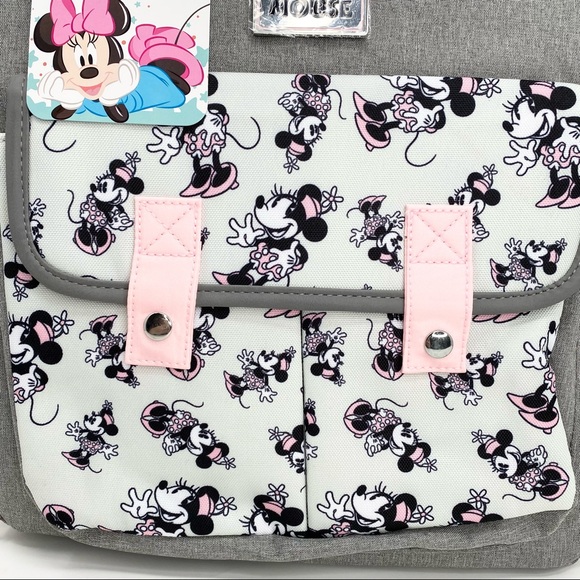 Disney Mickey Mouse 14 Pocket Multi-piece Backpack Diaper Bag Pink Gray 🌟NEW🌟 - Picture 3 of 16
